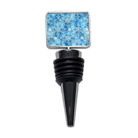 White Snowflakes Beautiful Winter Wine Bottle Stopper