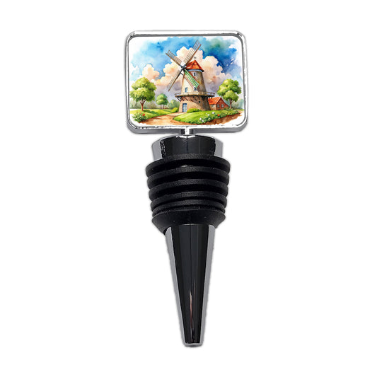 Windmill Beautiful Watercolor Wine Bottle Stopper