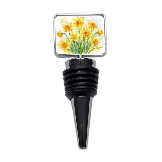 Yellow Daffodils Flowers Watercolor Wine Bottle Stopper