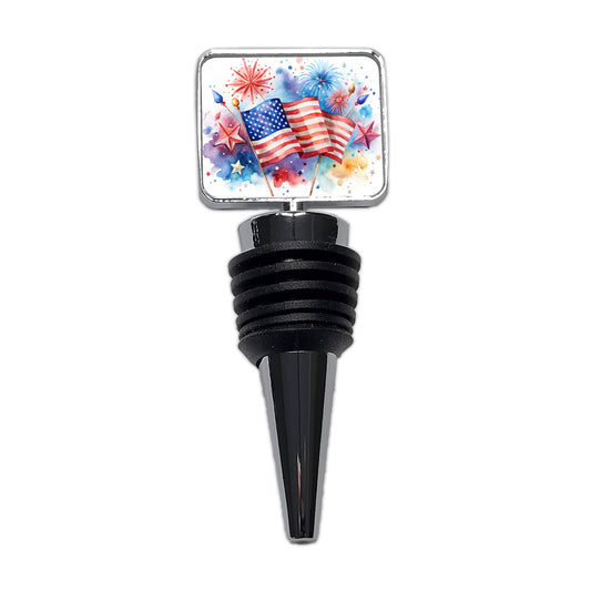 4th Of July Patriotic Independence Day Watercolor Wine Bottle Stopper