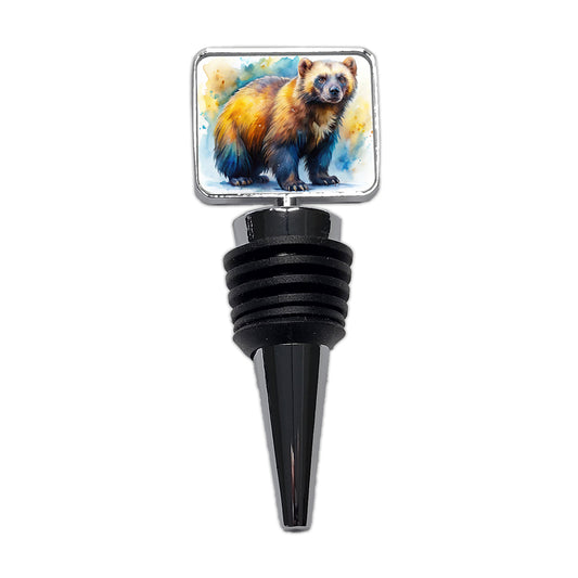 Animal Mad Wolverine Watercolor Wine Bottle Stopper