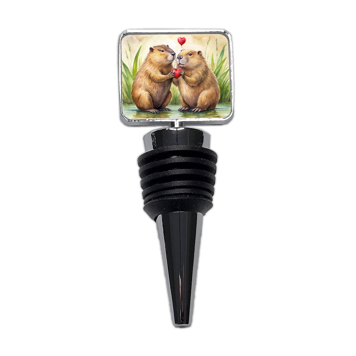 Beavers In Love Water Valentine's Day Wine Bottle Stopper