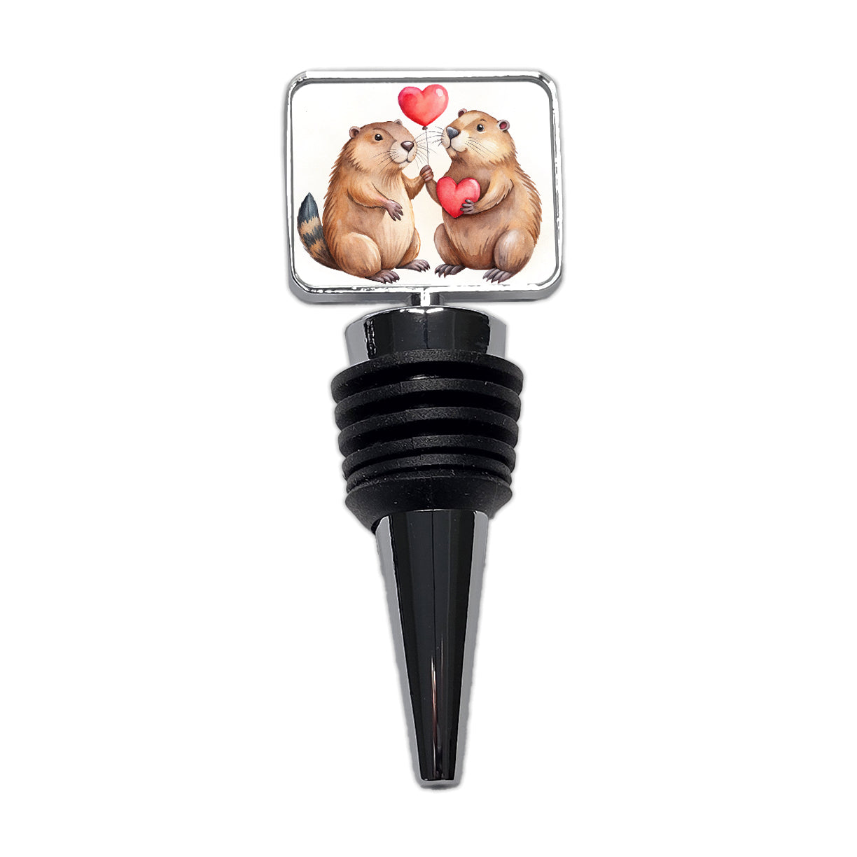 Beavers In Love With Hearts Valentine's Day Wine Bottle Stopper