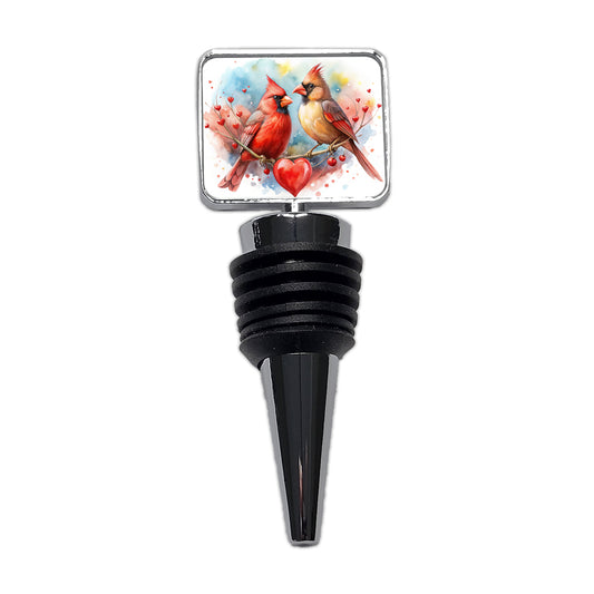 Cardinals In Love With Hearts Valentine's Day Wine Bottle Stopper