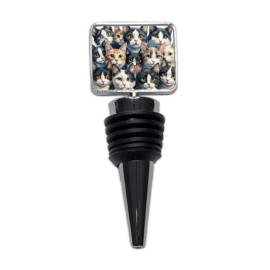 Cartoon Black And White Cats Wine Bottle Stopper