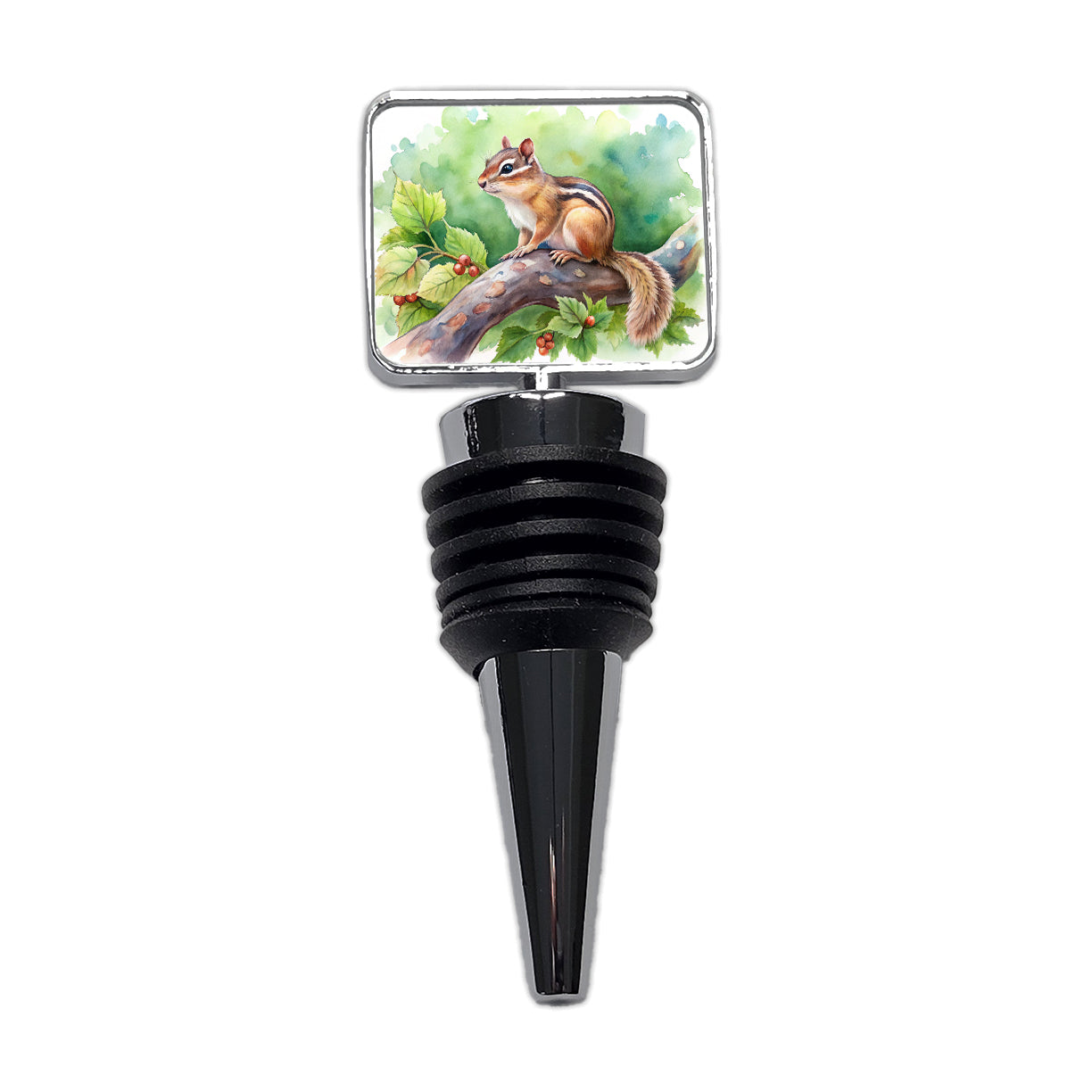 Chipmunk In Tree Watercolor Wine Bottle Stopper