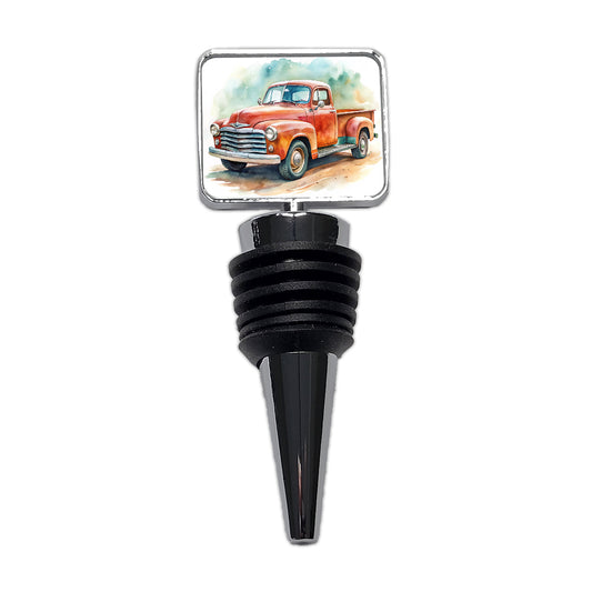 Classic Retro Vintage Pickup Truck Watercolor Wine Bottle Stopper