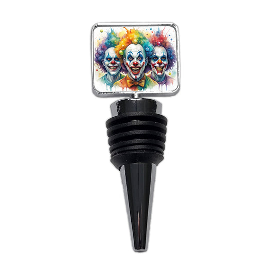 Creepy Scary Evil Killer Clowns Watercolor Wine Bottle Stopper