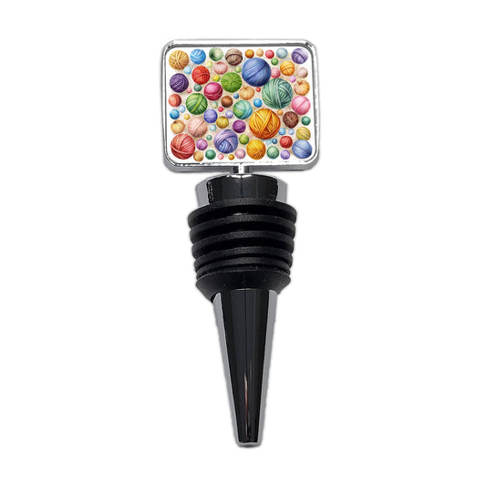 Crocheting Knitting Colorful Yarn Balls Wine Bottle Stopper