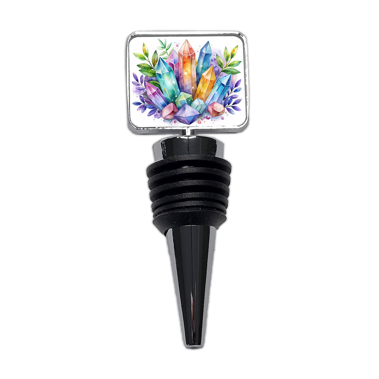 Crystal Geodes Mystical Healing Protection Watercolor Wine Bottle Stopper
