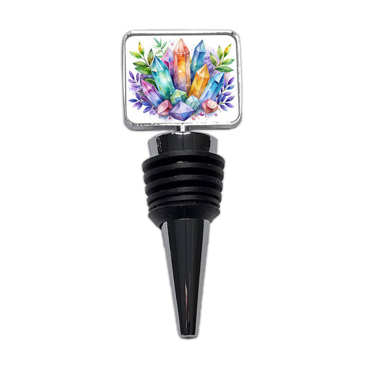 Crystal Geodes Mystical Healing Protection Watercolor Wine Bottle Stopper