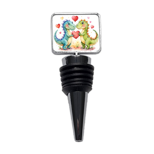 Dinosaurs In Love With Hearts Valentine's Day Wine Bottle Stopper