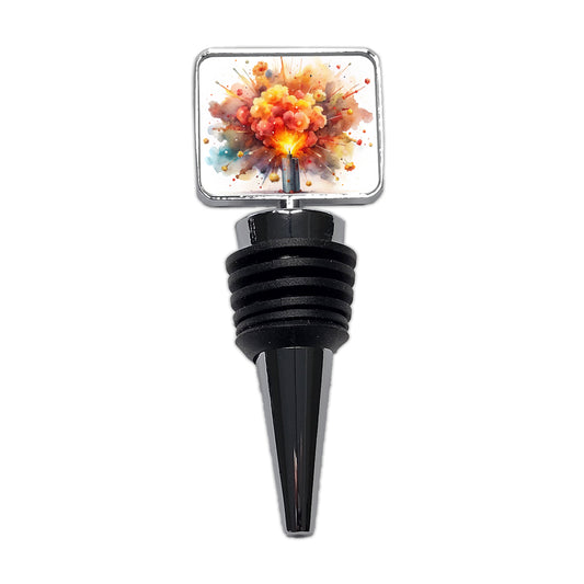 Dynamite Exploding Explosion Watercolor Wine Bottle Stopper