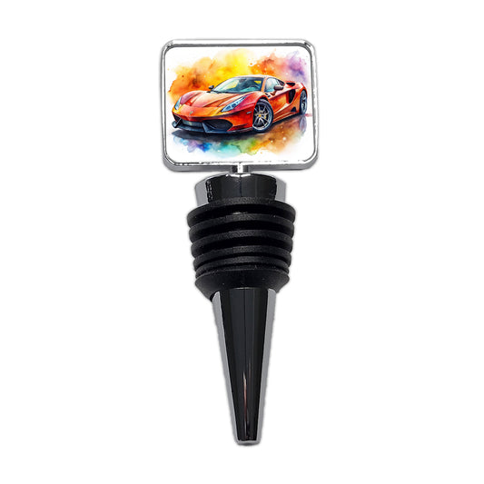 Exotic Supercar Sports Car Watercolor Wine Bottle Stopper