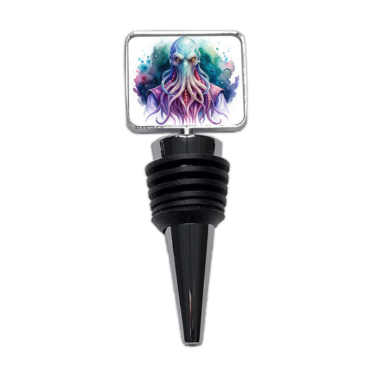 Fantasy Creature Monster Illithid Watercolor Wine Bottle Stopper