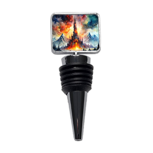 Fantasy Evil Dark Castle Watercolor Wine Bottle Stopper