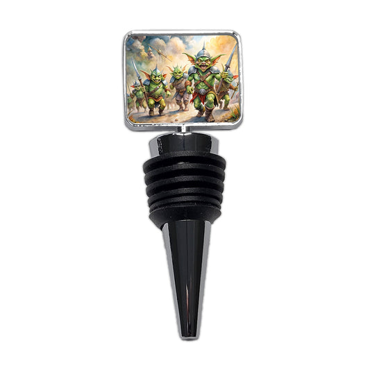 Fantasy Goblins Monsters Going To War Watercolor Wine Bottle Stopper