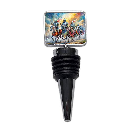 Fantasy Knights Riding To War Watercolor Wine Bottle Stopper