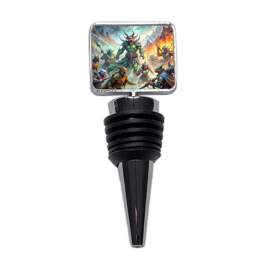 Fantasy Monsters In Battle Watercolor Wine Bottle Stopper