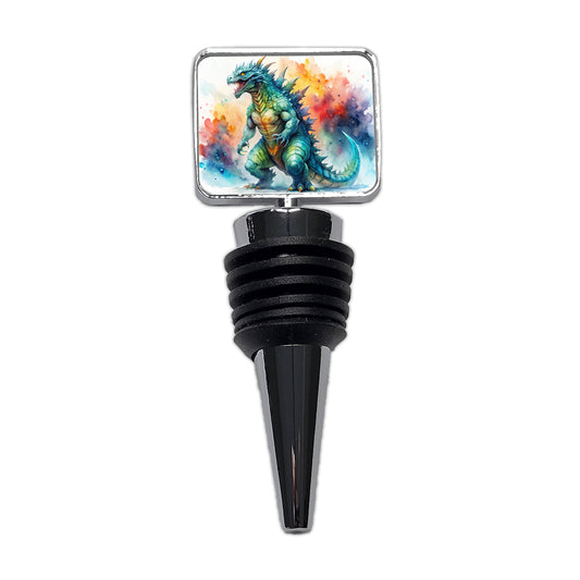 Giant Kaiju Monster Watercolor Wine Bottle Stopper