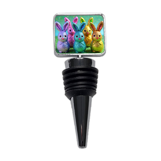 Glitter Easter Bunnies Rabbits Chocolate Wine Bottle Stopper