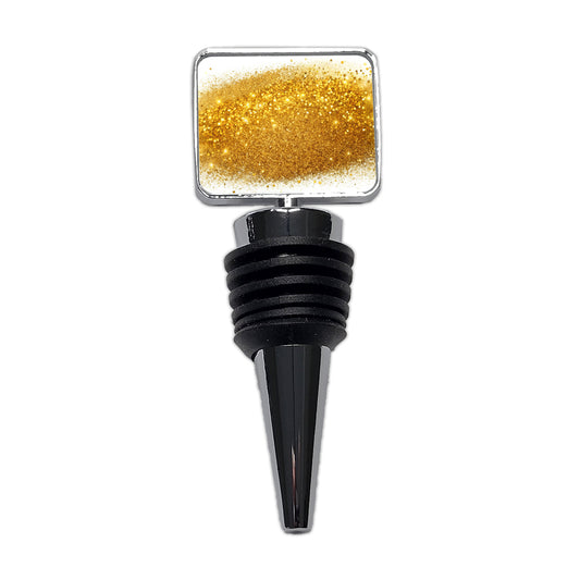 Gold Faux Glitter Wine Bottle Stopper
