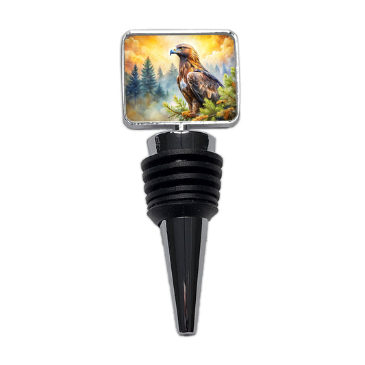 Golden Eagle Raptor Bird Of Prey In Tree Watercolor Wine Bottle Stopper