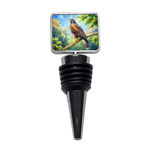Harris's Hawk Raptor Bird Of Prey In Tree Watercolor Wine Bottle Stopper