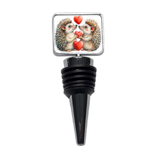 Hedgehogs In Love With Hearts Valentine's Day Wine Bottle Stopper