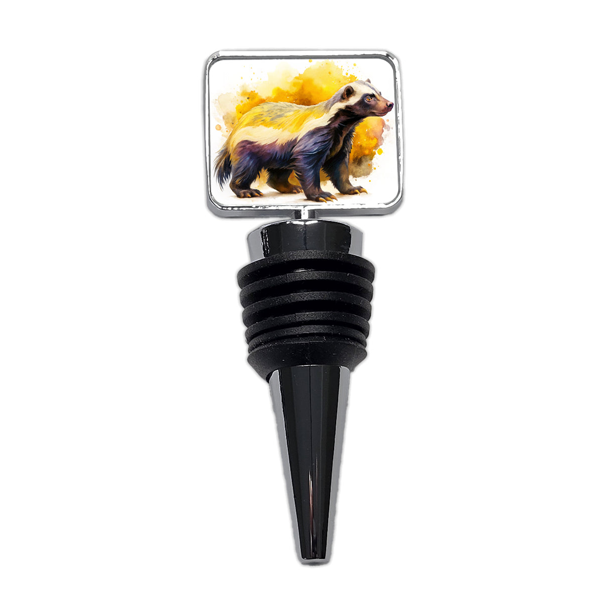 Honey Badger Watercolor Wine Bottle Stopper