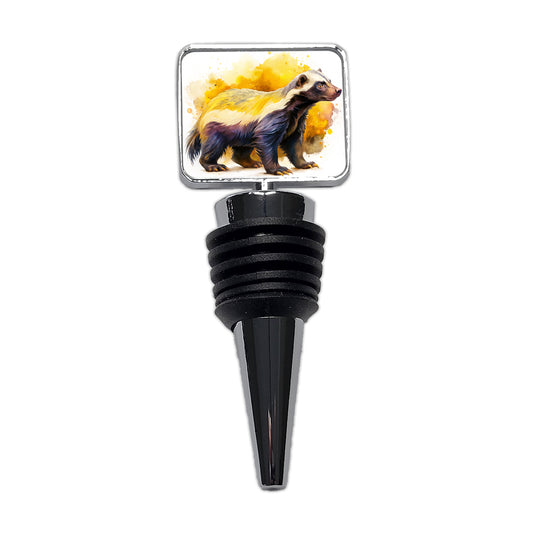 Honey Badger Watercolor Wine Bottle Stopper