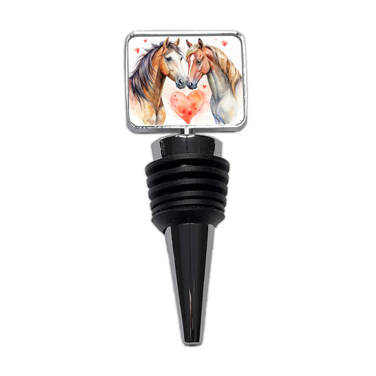 Horses In Love Heart Valentine's Day Wine Bottle Stopper