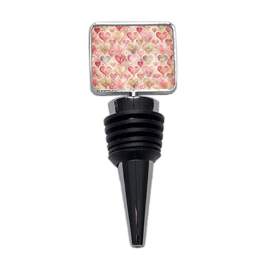 Kitschy Valentine's Day Hearts Pattern Wine Bottle Stopper