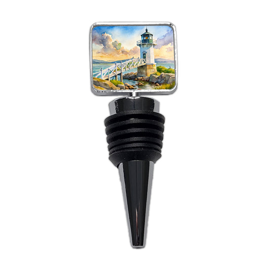 Lighthouse Like Marshall Point Maine Watercolor Wine Bottle Stopper