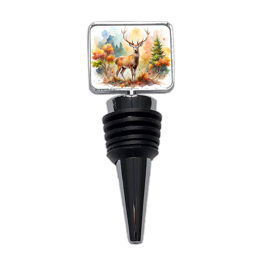 Majestic Deer Hunting Hunter Watercolor Wine Bottle Stopper