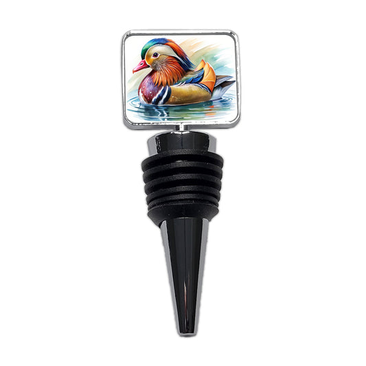 Mandarin Duck Watercolor Wine Bottle Stopper