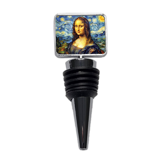 Mona Lisa Van Gogh Style Wine Bottle Stopper