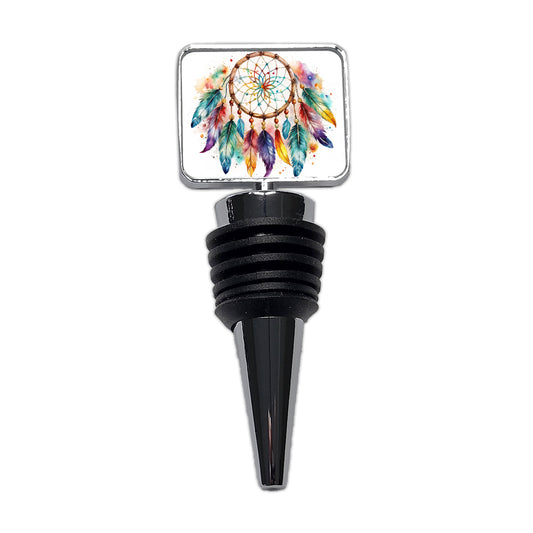 Native American Indian Dreamcatcher Watercolor Wine Bottle Stopper
