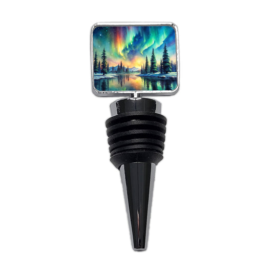 Northern Lights Watercolor Beautiful Wine Bottle Stopper