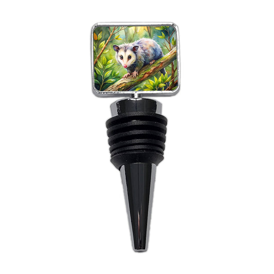 Opossum In The Forest Watercolor Wine Bottle Stopper