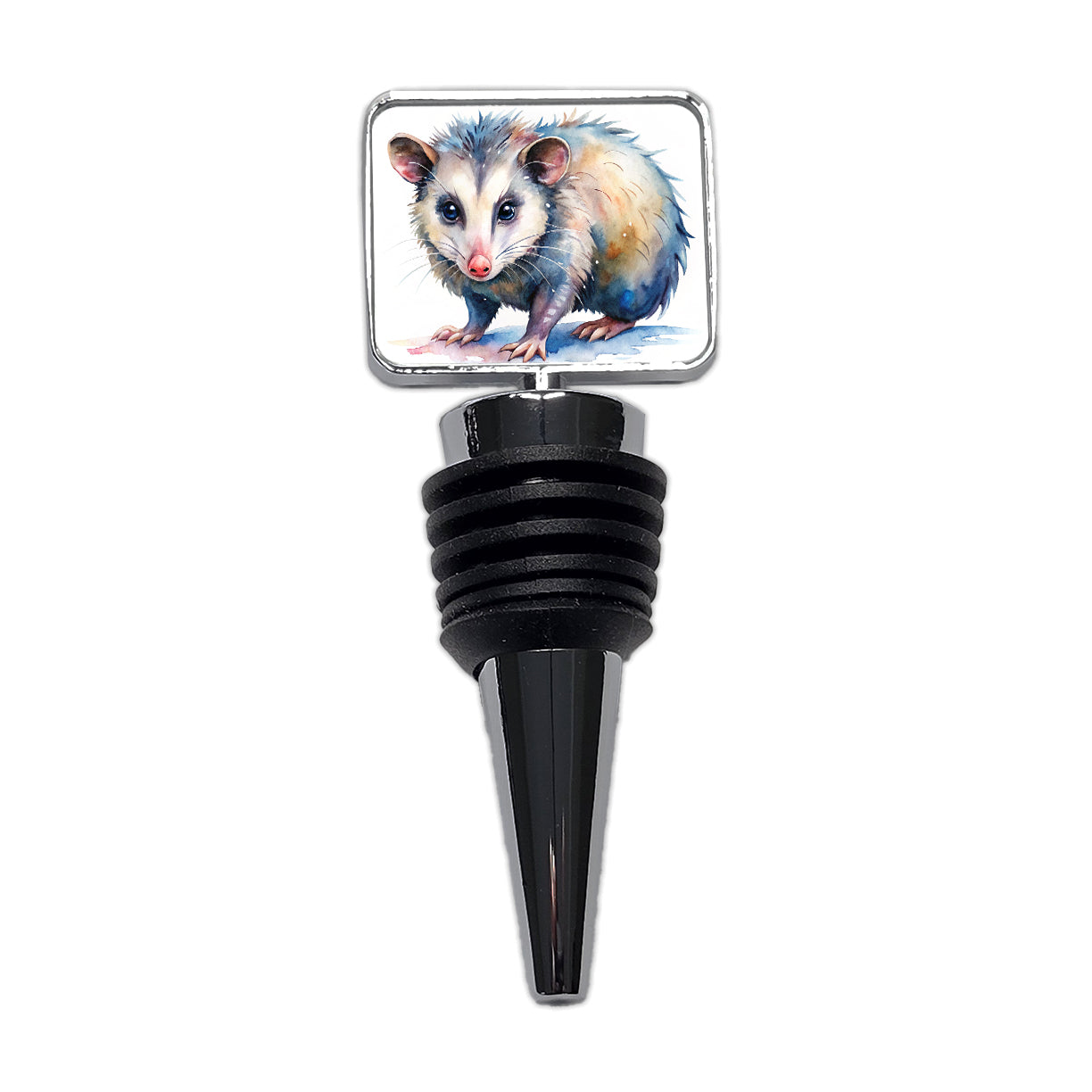 Opossum Watercolor Wine Bottle Stopper
