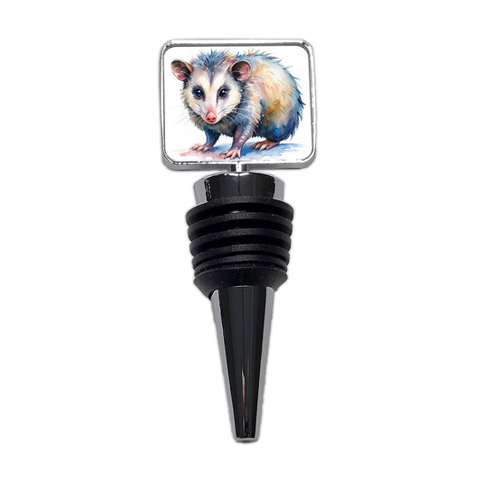 Opossum Watercolor Wine Bottle Stopper