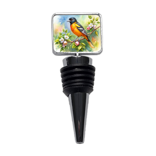 Oriole In Tree Bird Watercolor Wine Bottle Stopper