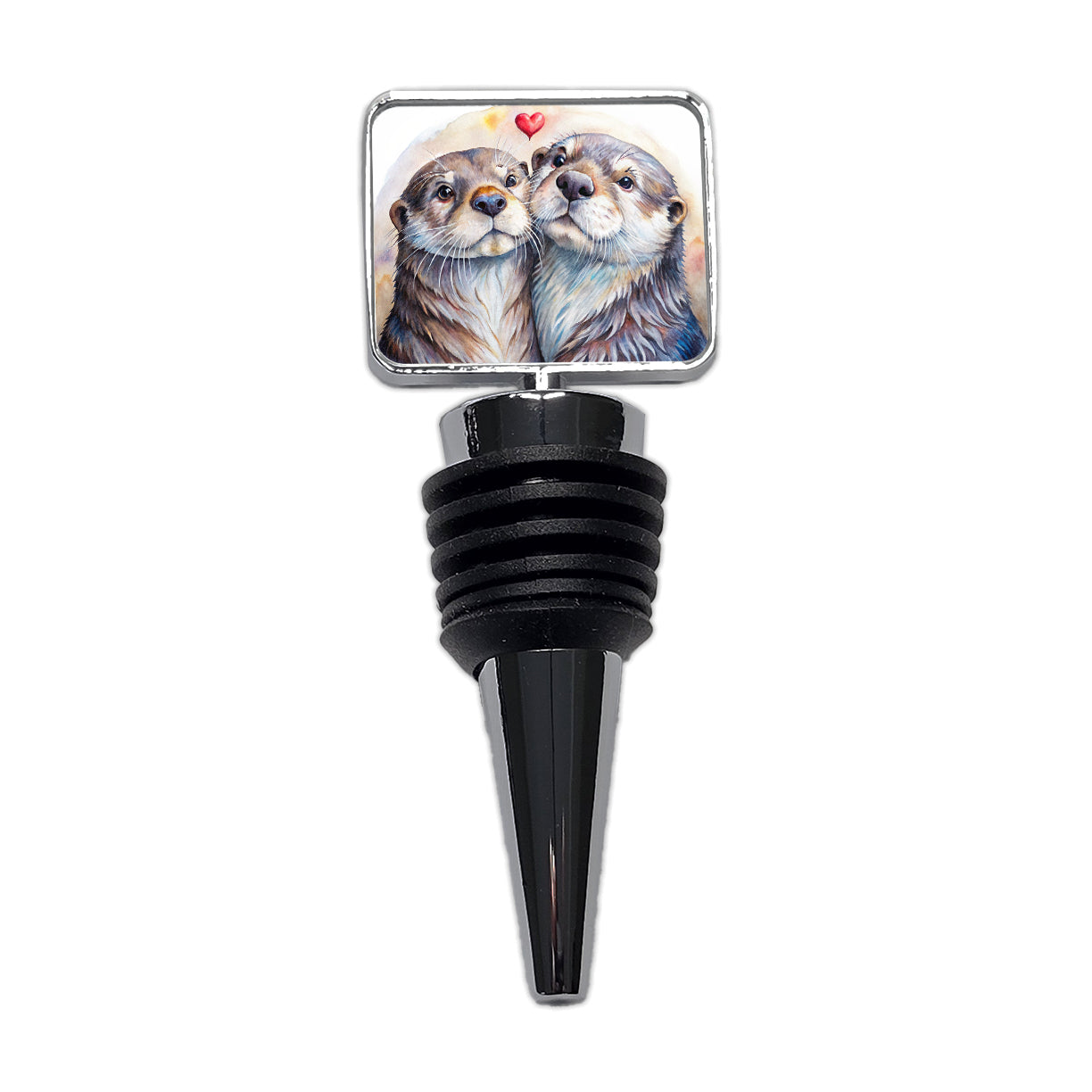 Otters In Love Heart Valentine's Day Wine Bottle Stopper