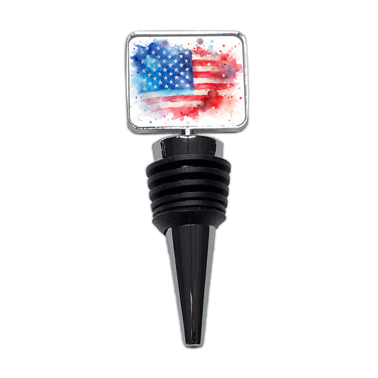 Patriotic American Flag USA Watercolor Wine Bottle Stopper