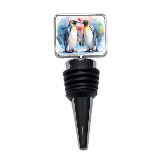 Penguins In Love Hearts Valentine's Day Wine Bottle Stopper