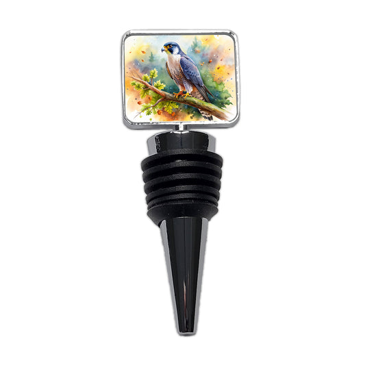 Peregrine Falcon Raptor Bird Of Prey In Tree Watercolor Wine Bottle Stopper