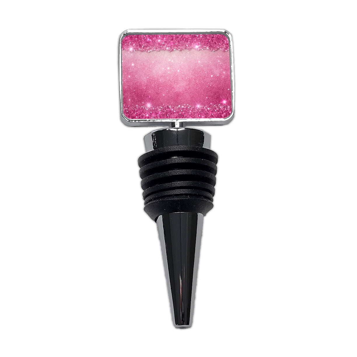 Pink Faux Glitter Wine Bottle Stopper