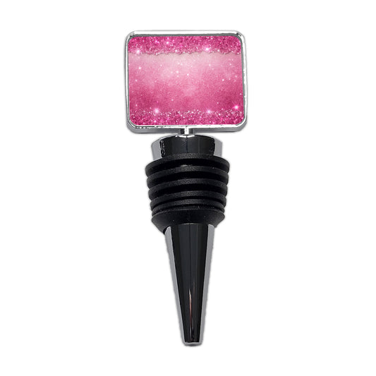 Pink Faux Glitter Wine Bottle Stopper