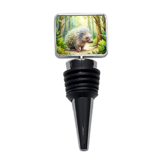 Porcupine In The Forest Watercolor Wine Bottle Stopper